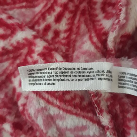 Lucky Brand Bathrobe Women Medium Red White  Floral Pockets Tie Soft - Picture 9 of 10